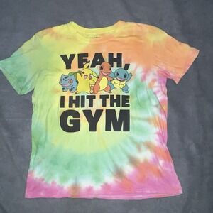Pokemon Yellow Graphic Gym Shirt Pikachu Charmander Squirtle Bulbasaur‎ Adult L